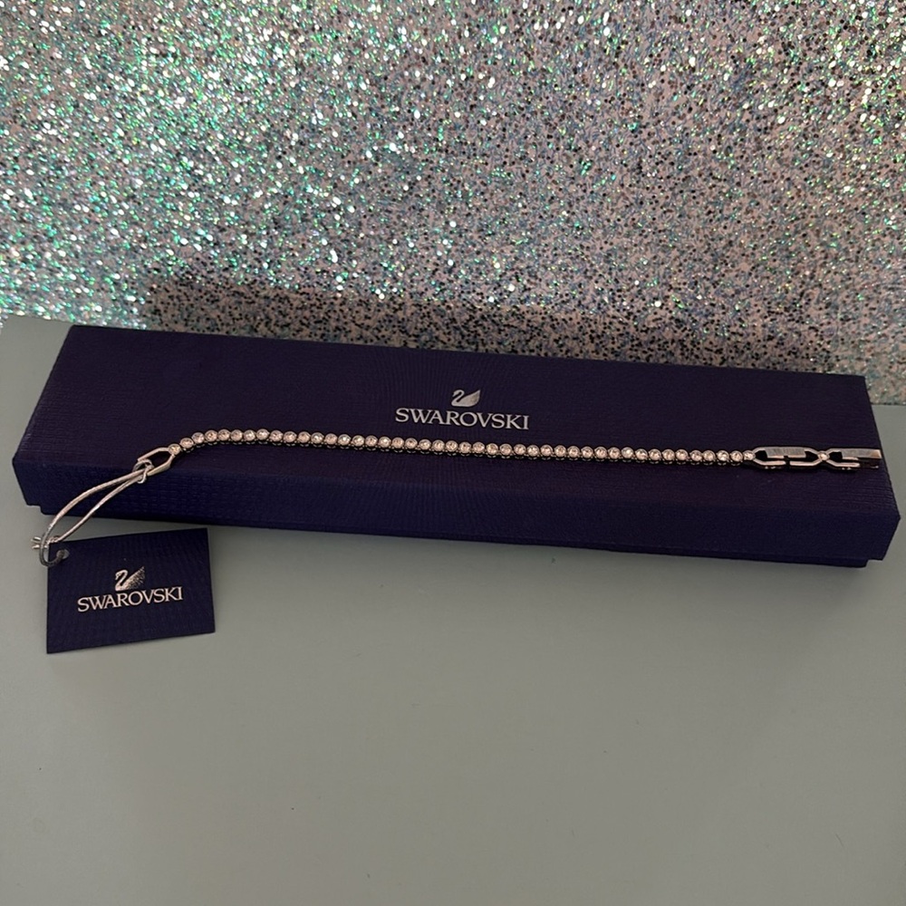 NWT Authentic Stamped Swarovski Imber Emily White Crystals Tennis Bracelet - Picture 4 of 14